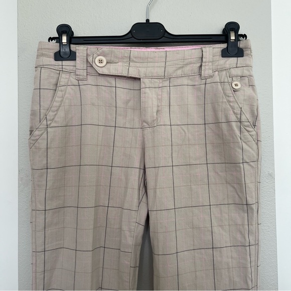 Vintage Y2K Low Rise Plaid Flare Trousers Pants - Tan Beige - Size 5 / Small - Picture 6 of 11